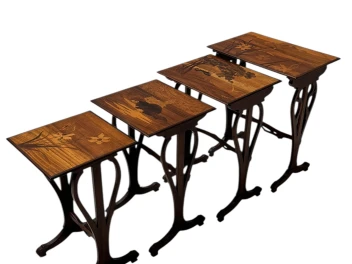 Art Nouveau Set of Four Nesting Tables by Emile Galle Nancy France, 1900s